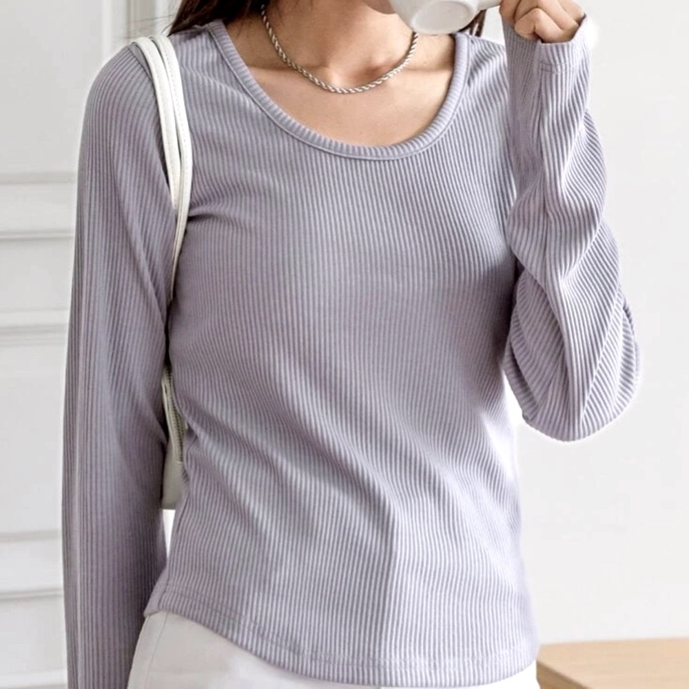 Solid Rib-Knit Tee - Picture 3 of 10